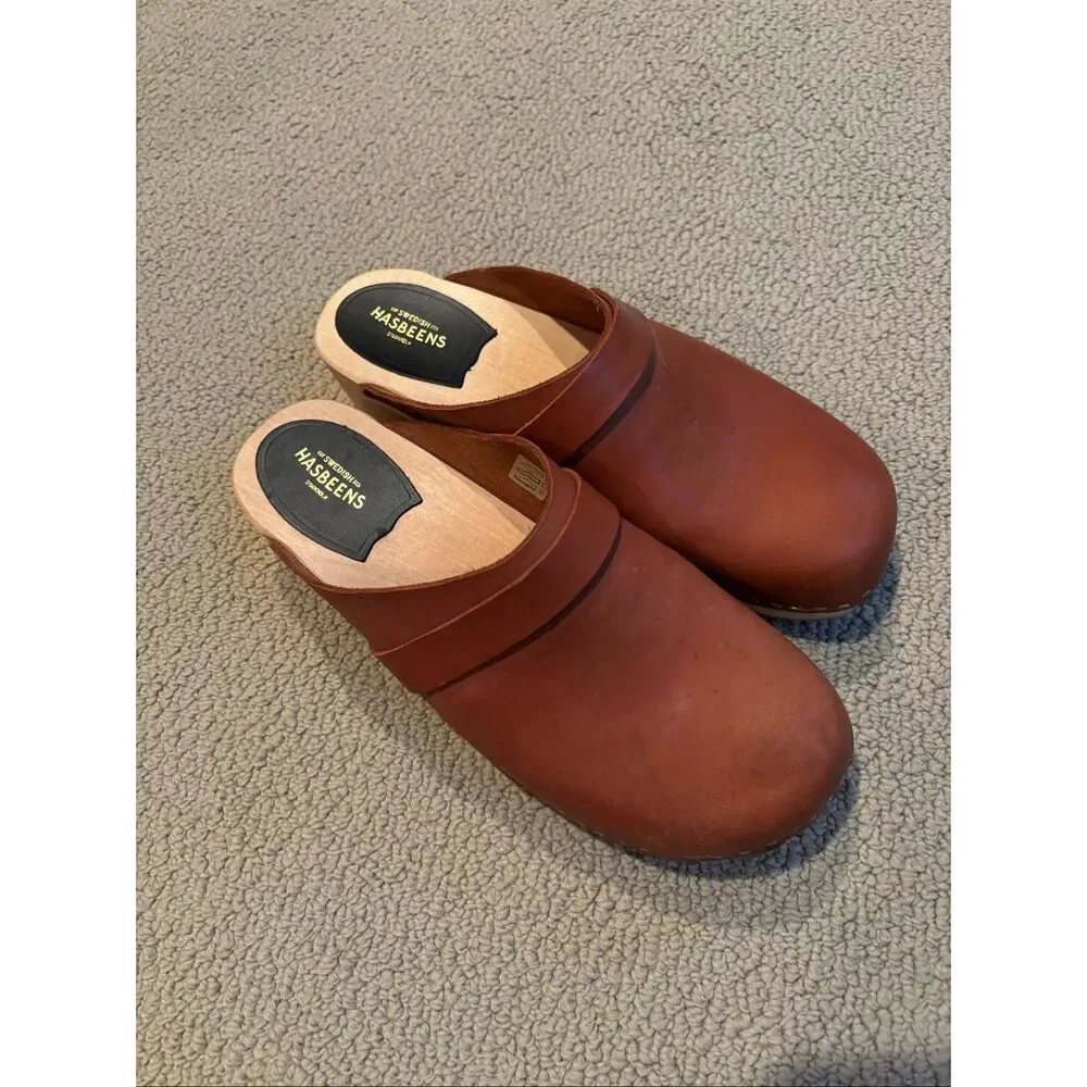 Swedish Hasbeens Husband Clogs in Cognac - Picture 2 of 6